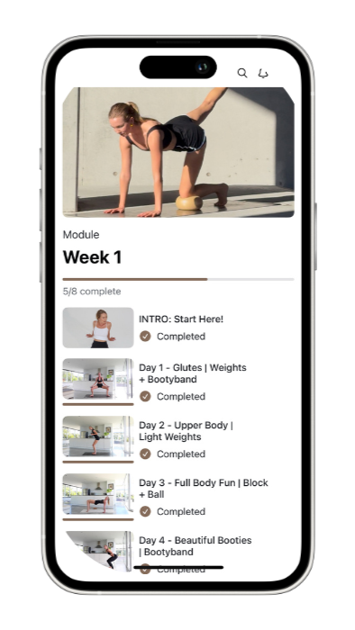 Phone screen shwoing a fitness app
